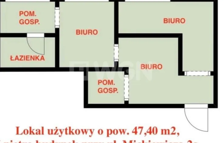 Lokal usługowy na  wynajem Łaziska Górne - Lokal użytkowy 47,40 m2 na wynajem - Łaziska Górne, ul. Mickiewicza 2A.